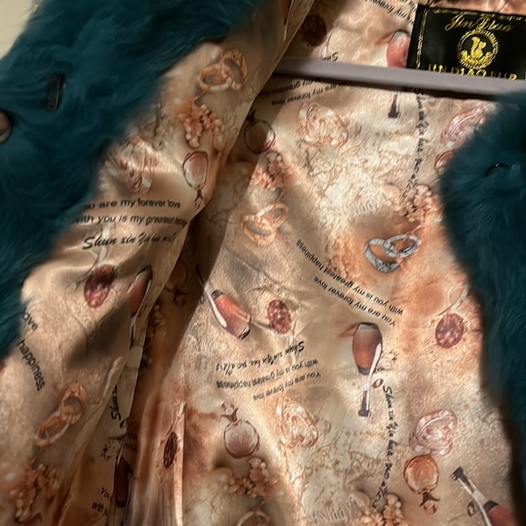 Green Rabbit Fur Coat. Small - Picture 3 of 5